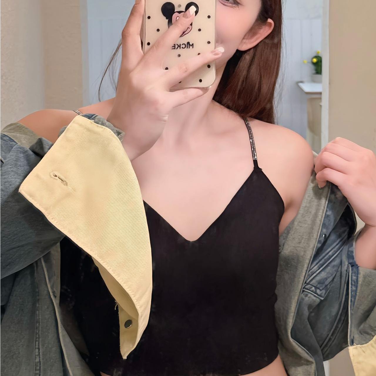 中长款极简风女修身型背心吊带聚拢简约法式小胸302