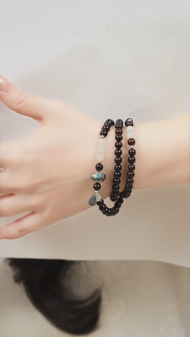 手串檀香紫檀（小叶紫檀）未镶嵌三圈小叶紫檀