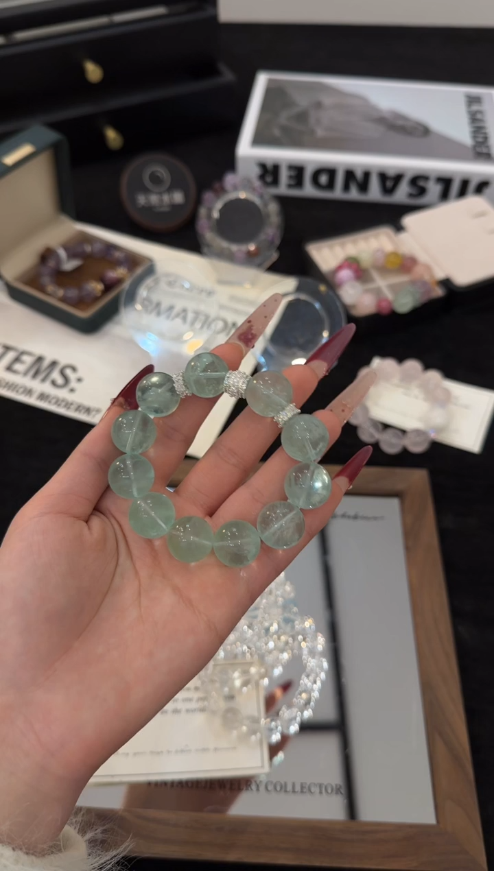 合金手链水晶绿萤石x3540