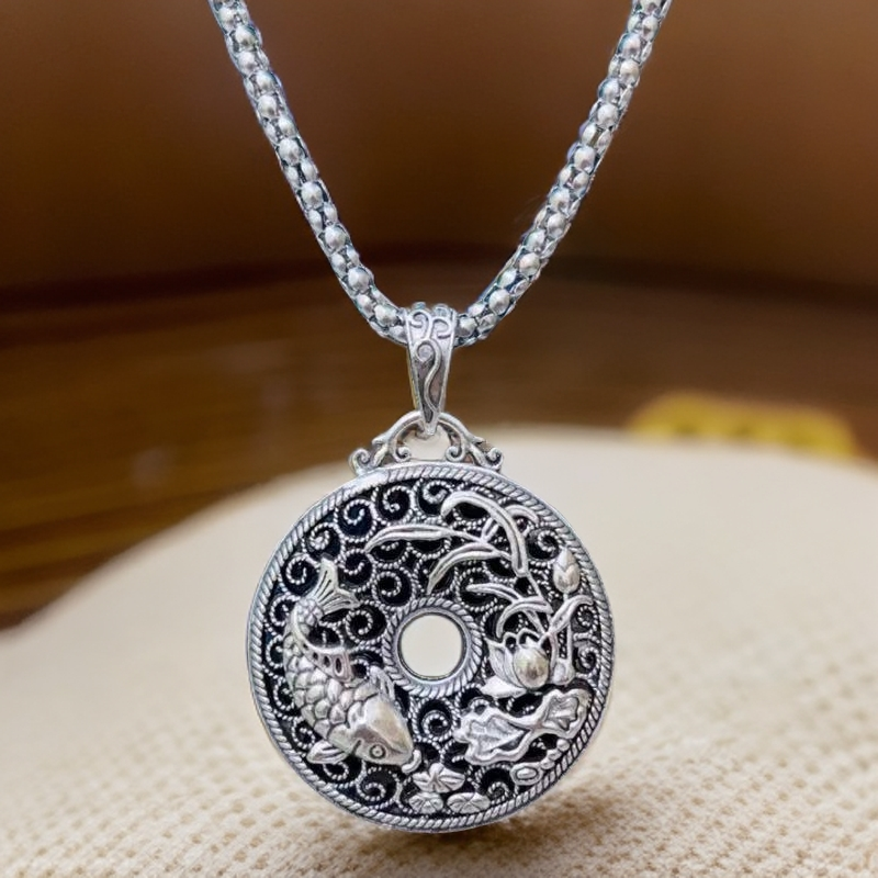 年年有余毛衣链平安扣毛衣链女士项链