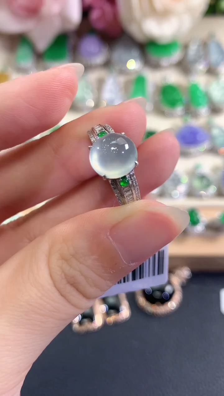 18K金镶嵌戒指翡翠d55   