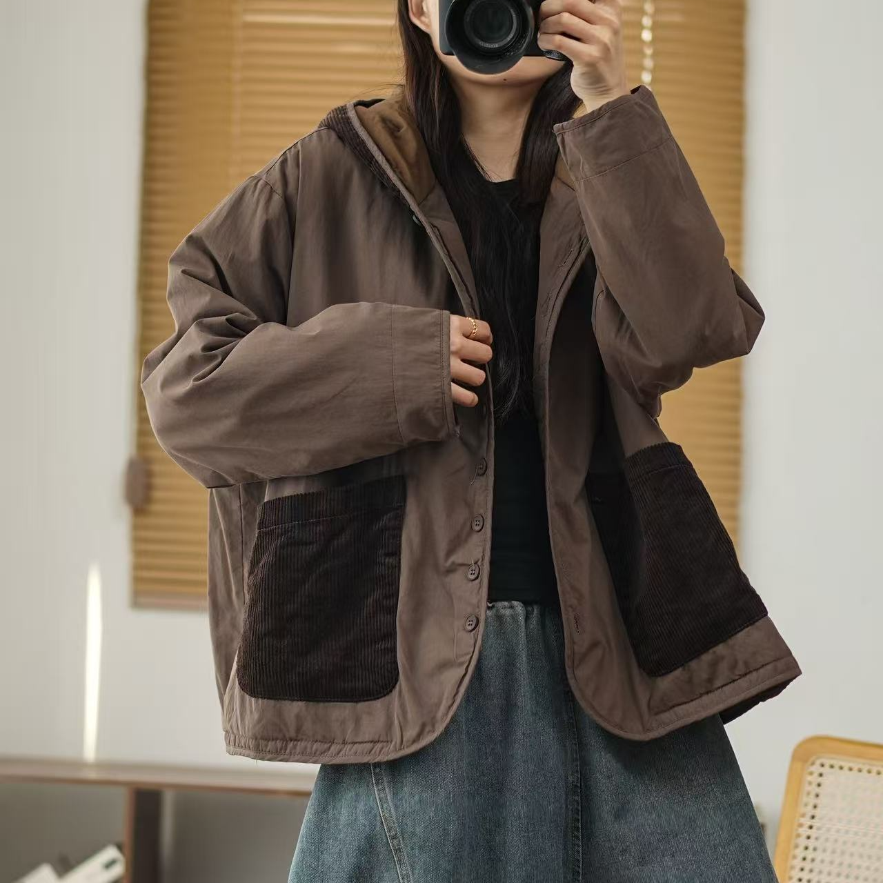 16991新款秋冬加厚休闲减龄宽松显瘦棉服连帽外套