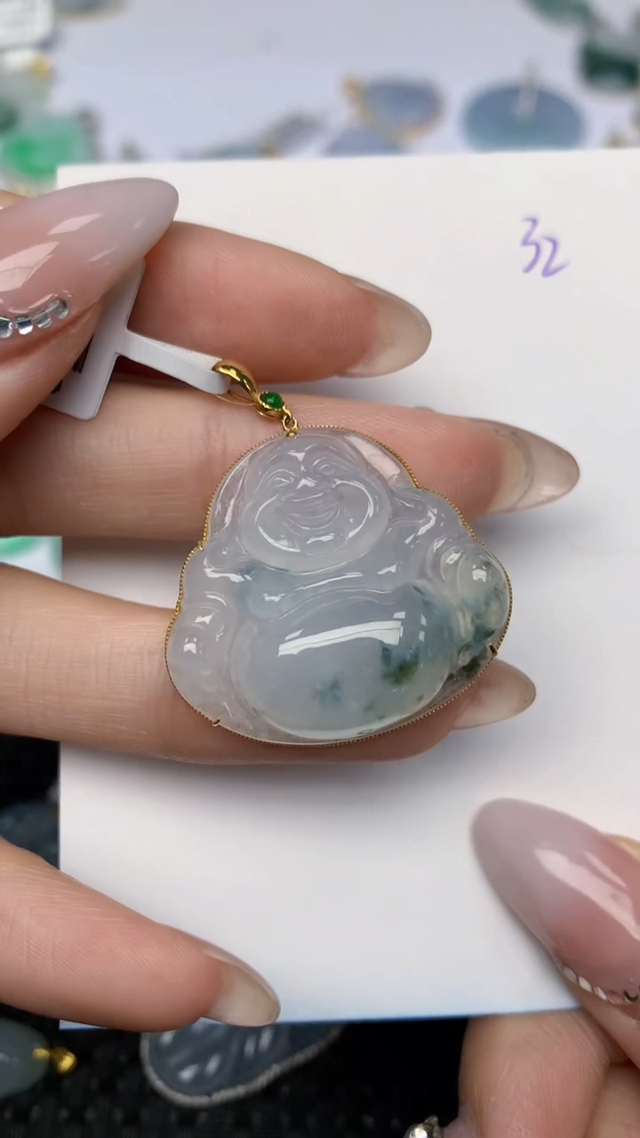 【闪购商品】翡翠颈饰18K金镶嵌天然翡翠A货