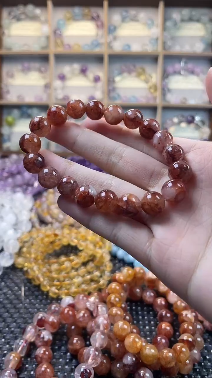 未镶嵌手串水晶红胶花10mm