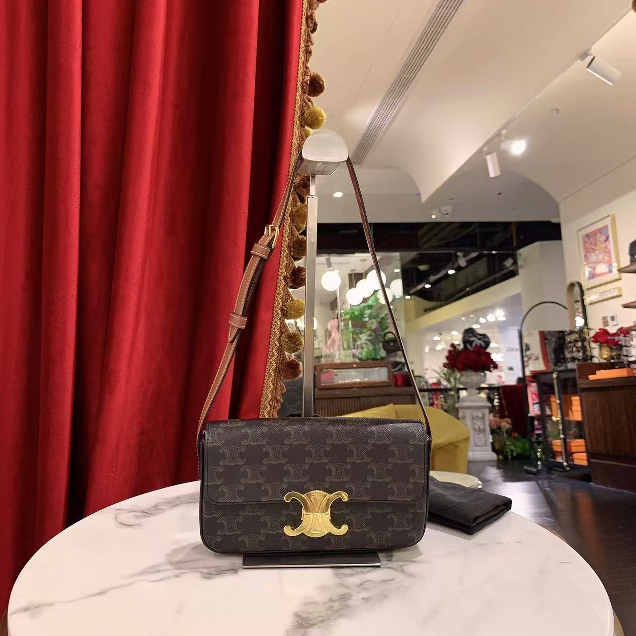 95新 Celine/思琳 GGS瑟琳凯旋门腋下包牛皮单肩包/80213383