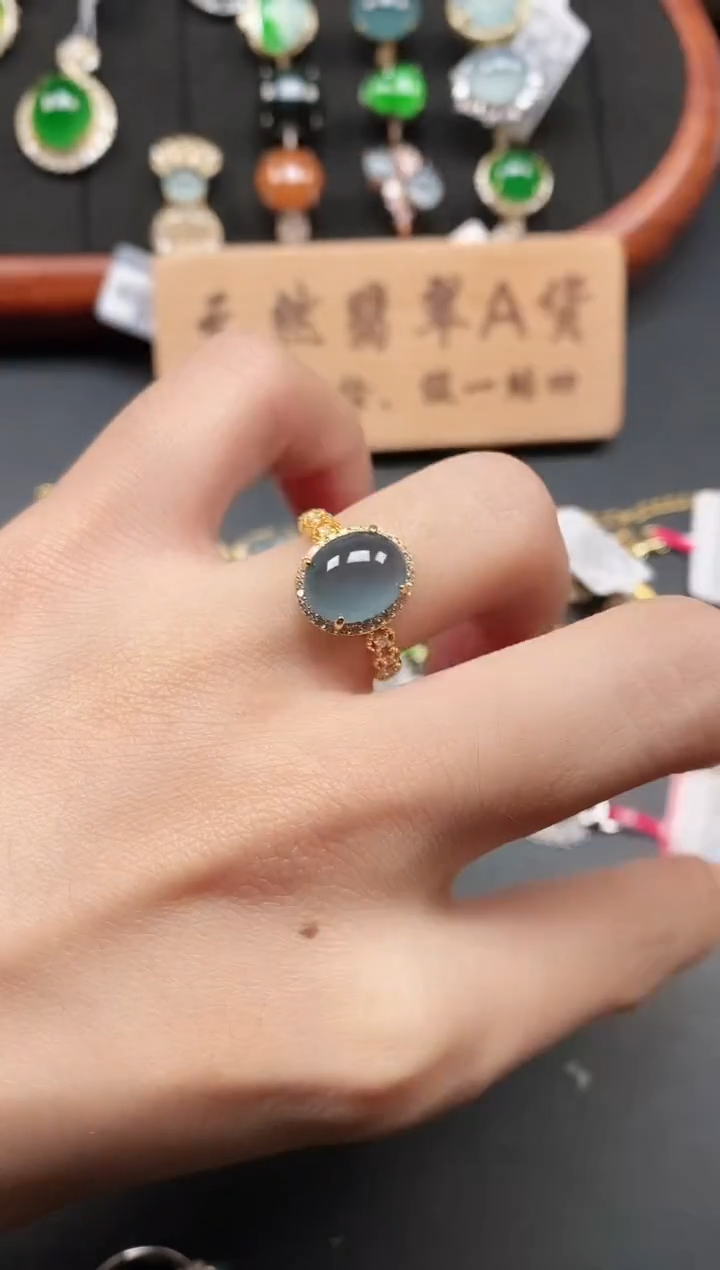 银S925镶嵌戒指翡翠11