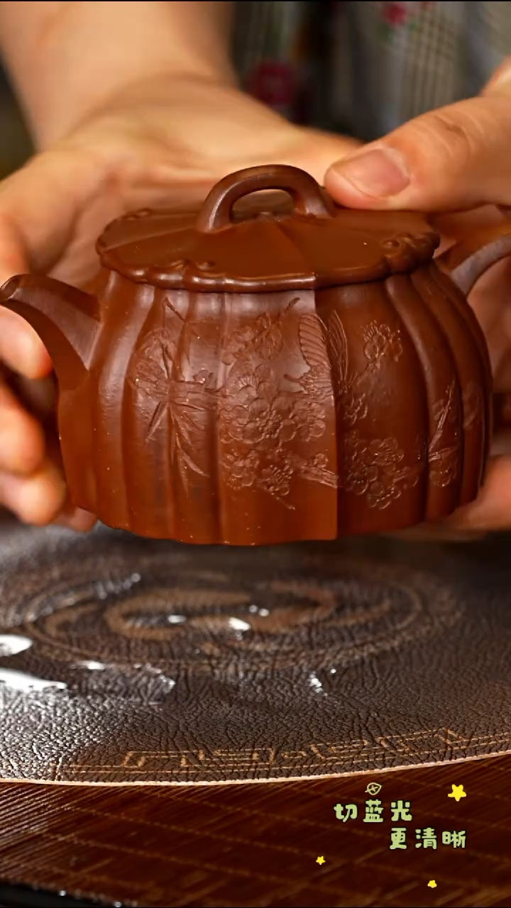 茶壶紫砂宜兴紫砂ZCP 紫檀泥 筋纹200cc