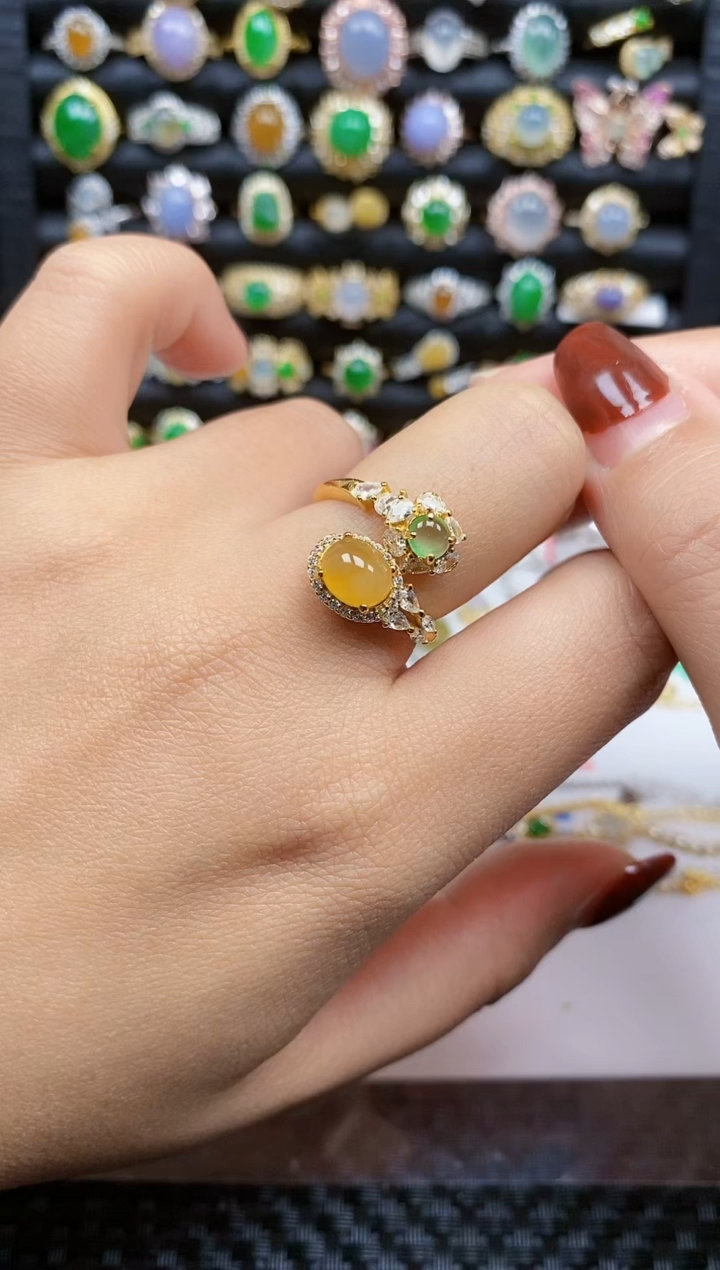 银S925镶嵌戒指翡翠421