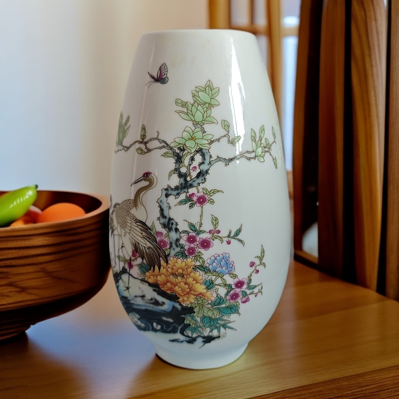 景德镇陶瓷夜光釉福桶尊花瓶266