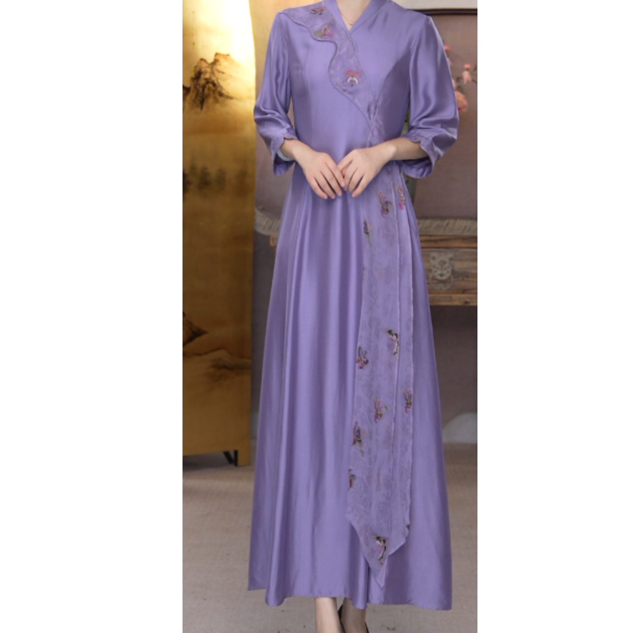 新中式国风2025新款气质庄生梦羽连衣裙953237443