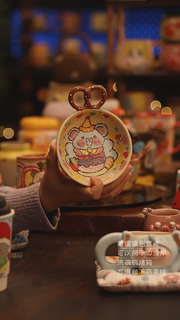 陶瓷景德镇可爱陶瓷釉下彩绘设计师款