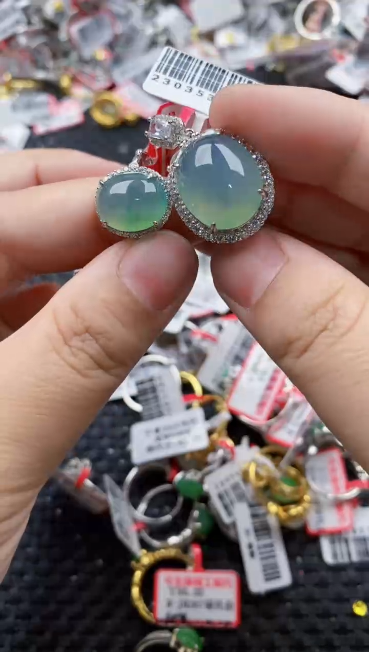 翡翠银S925镶嵌戒指77777---377777