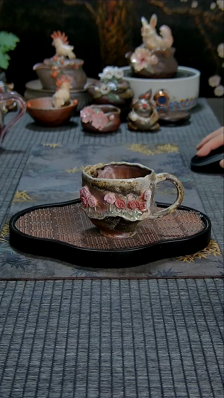 颜老师柴烧玫瑰花园马克杯