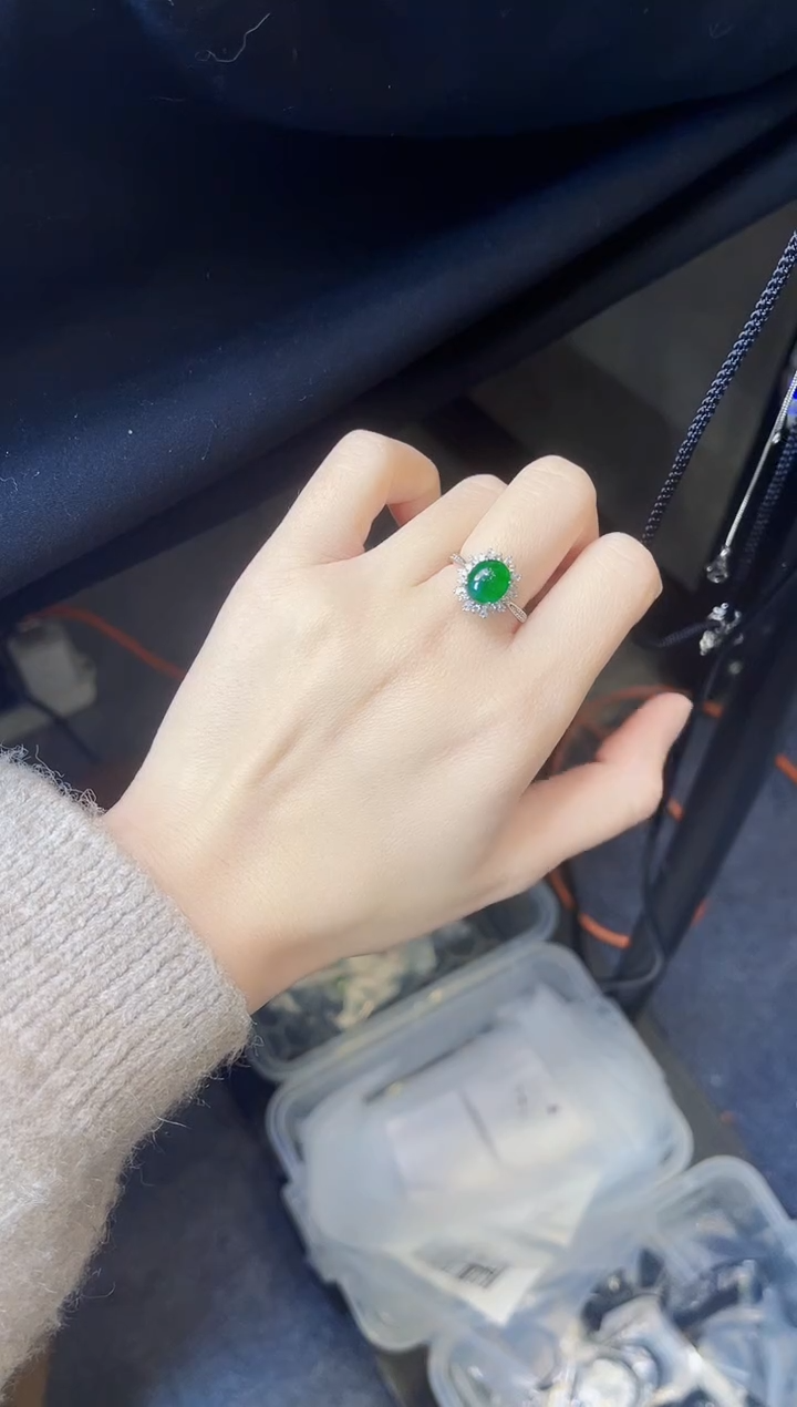 【闪购商品】翡翠戒指银S925镶嵌戒指