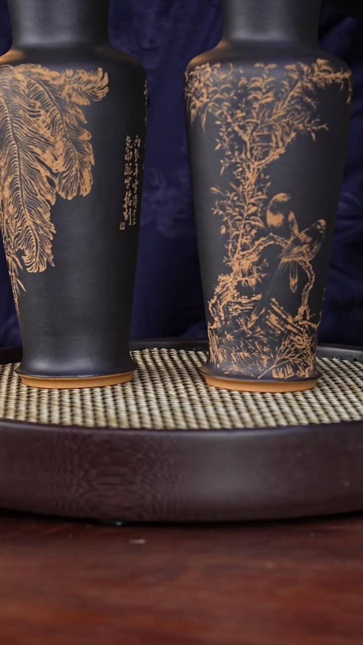 【闪购商品】紫砂茶壶赵克南16-36 紫砂花瓶一对