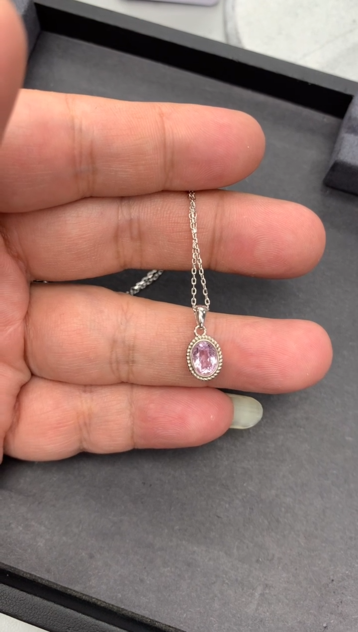 【闪购商品】锂辉石项链银S925镶嵌1克拉