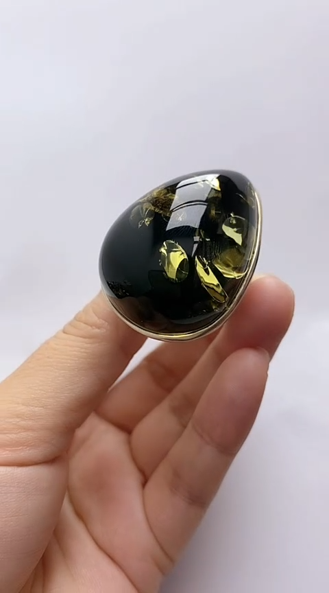 【闪购商品】琥珀裸石银S925镶嵌琥珀戒指