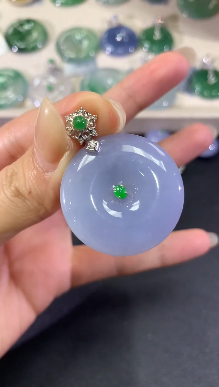 【闪购商品】翡翠吊坠(不含链)18K金镶嵌a56紫货有色差