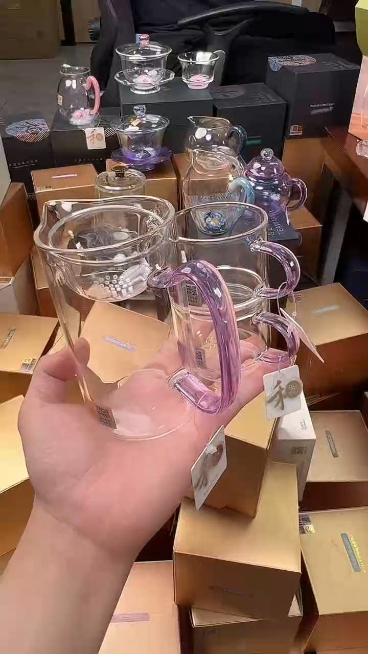 @@禾器晶彩沁润茶海浅紫色+逸杯紫2只