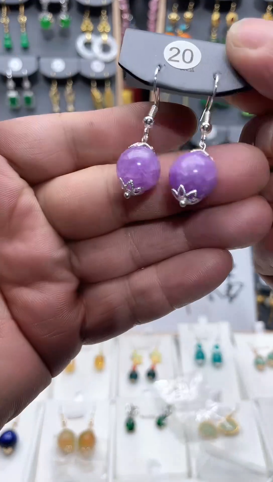 【闪购商品】水晶耳饰银S925镶嵌薰衣草