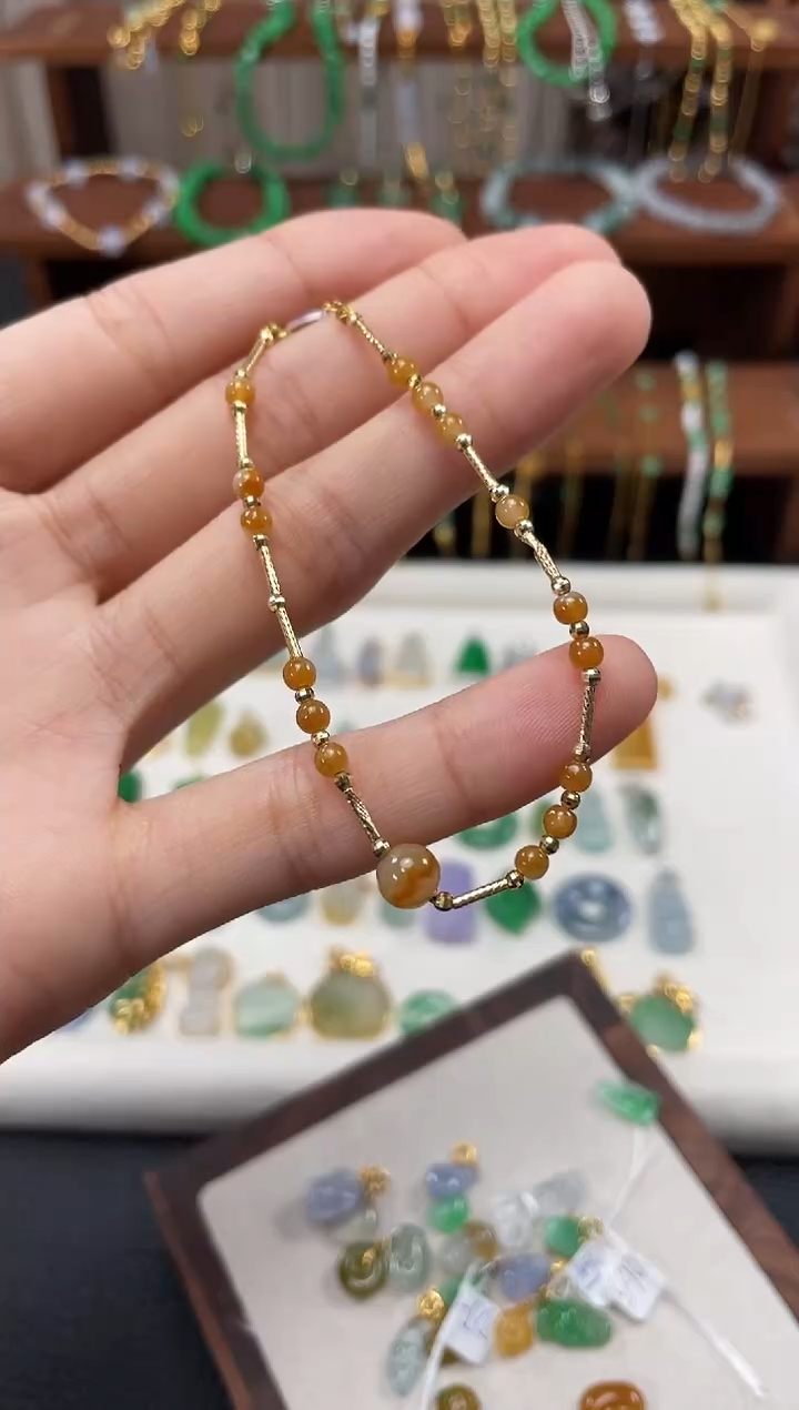 【闪购商品】翡翠套链18K金镶嵌一个  JK253