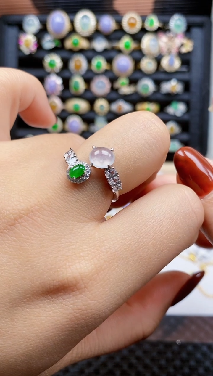 银S925镶嵌戒指翡翠257