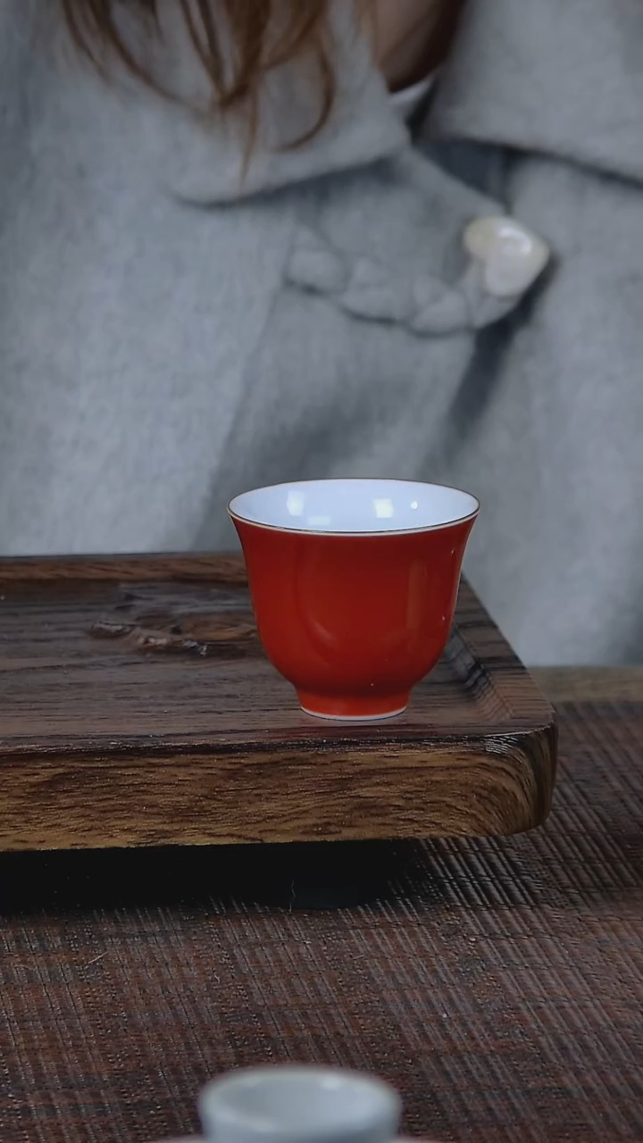 【闪购商品】折葵非器手工手绘霁红紫金口杯