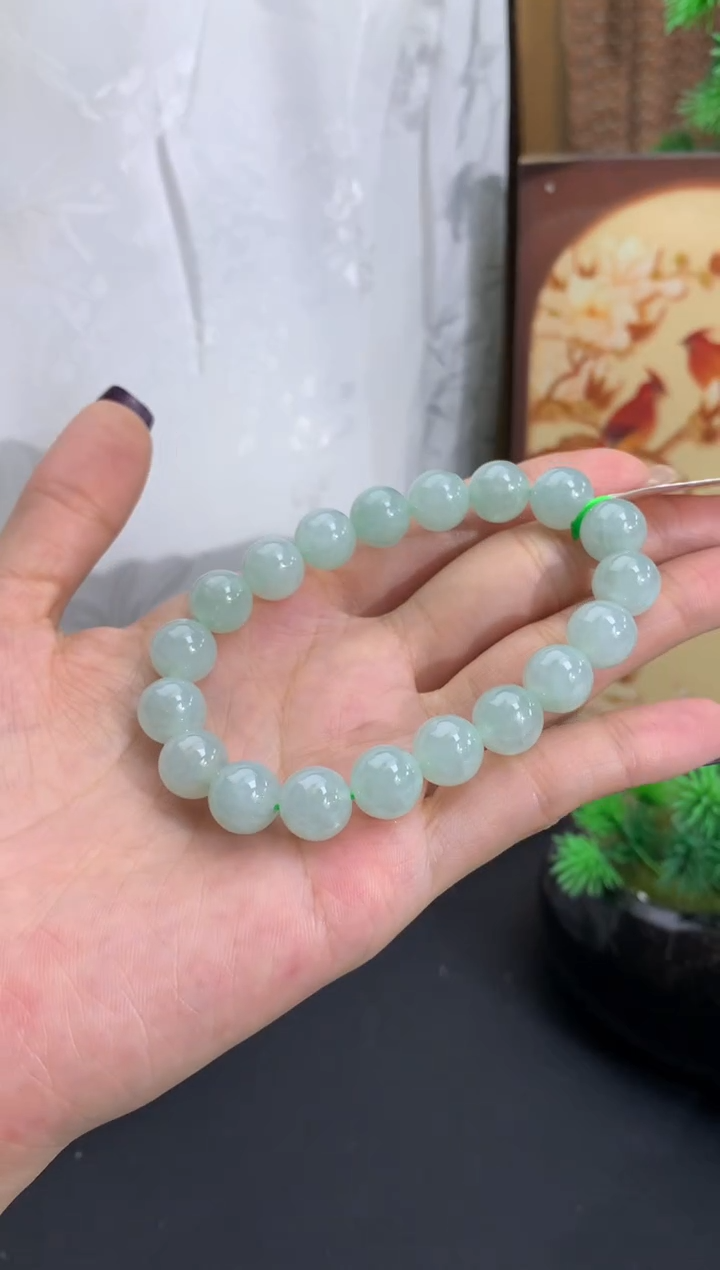 未镶嵌手串翡翠淡淡晴底 卡9.7mm