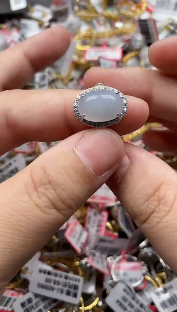 【闪购商品】翡翠戒指银S925镶嵌4444*---2