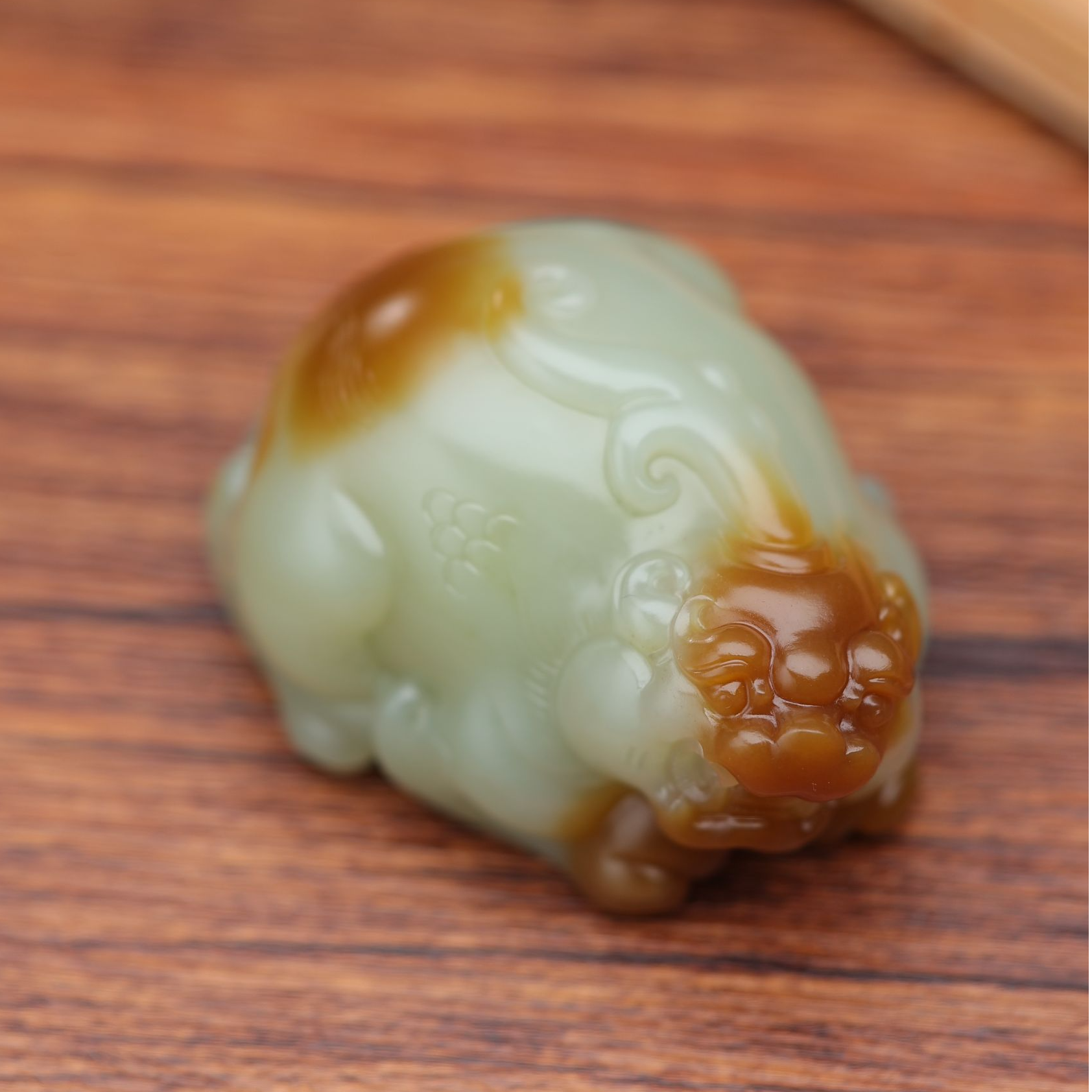 【豫人豫品】天然和田玉手把件红运当头貔貅p45