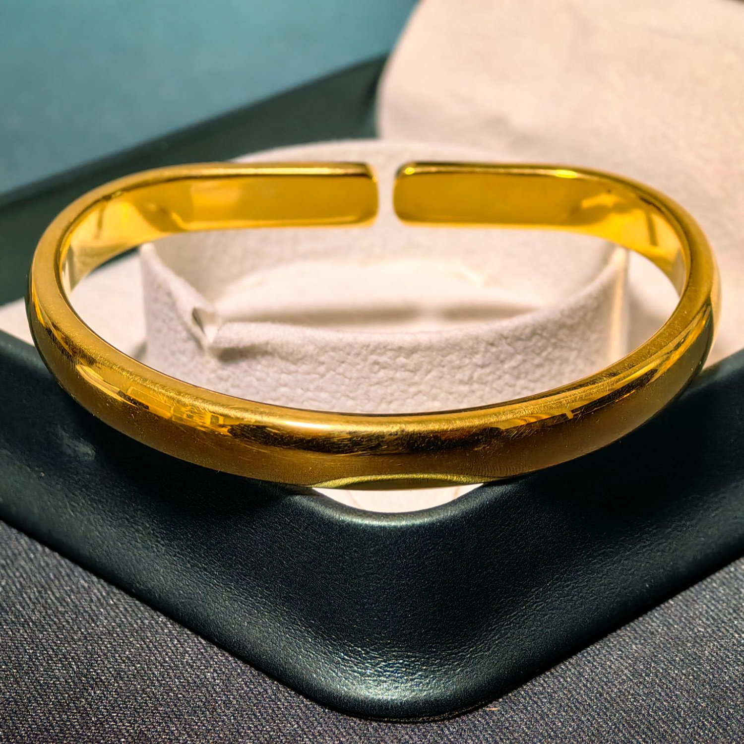 足银手镯 厚金足银999工艺亮面马蹄开口实心手镯