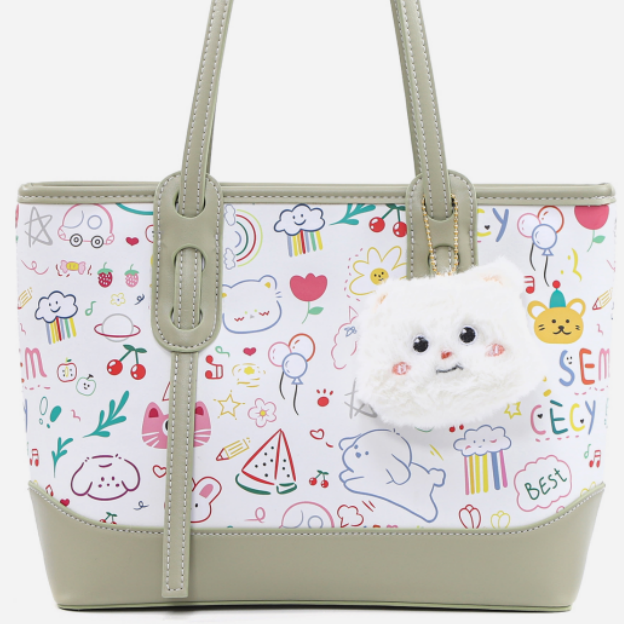 拉链款百搭熊印花单肩托特包子母包单肩包潮流复古风FHC7806MCL