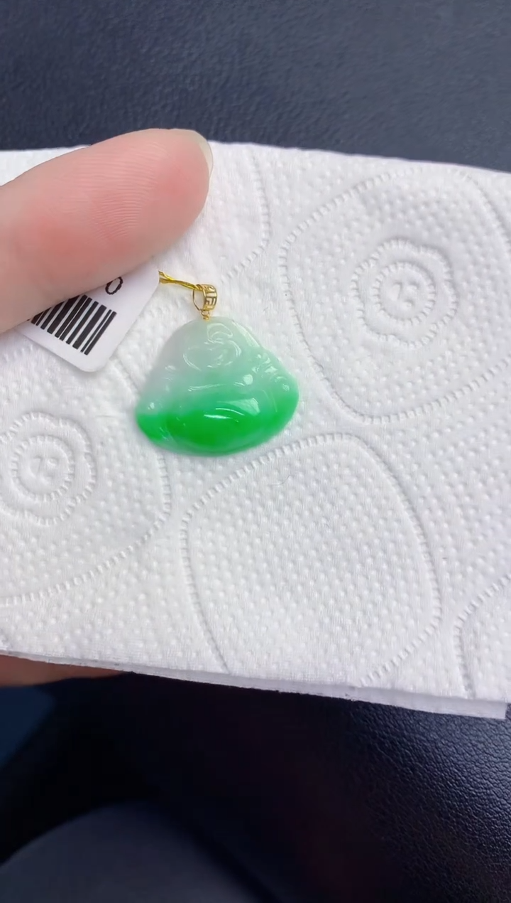 颈饰18K金镶嵌翡翠天然翡翠缅甸A货