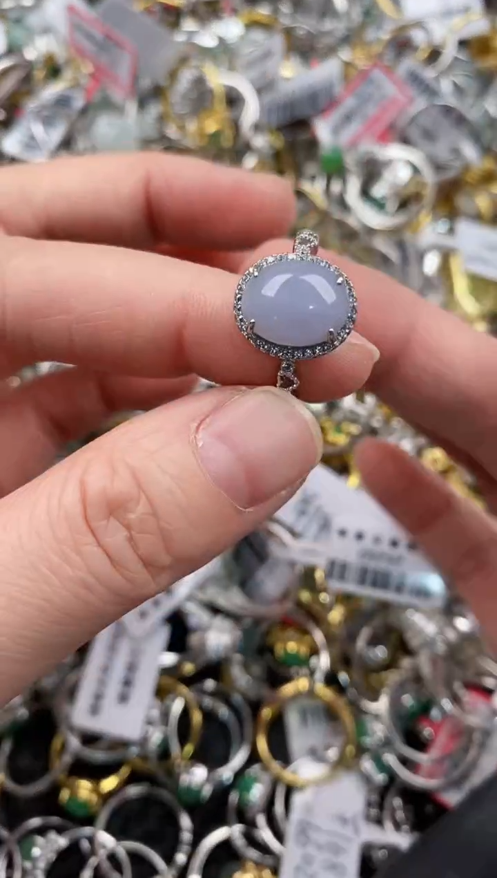 银S925镶嵌戒指翡翠444   3