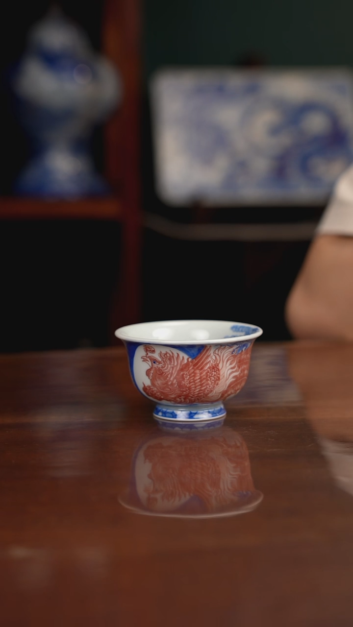 自成堂柴窑 釉里红凤