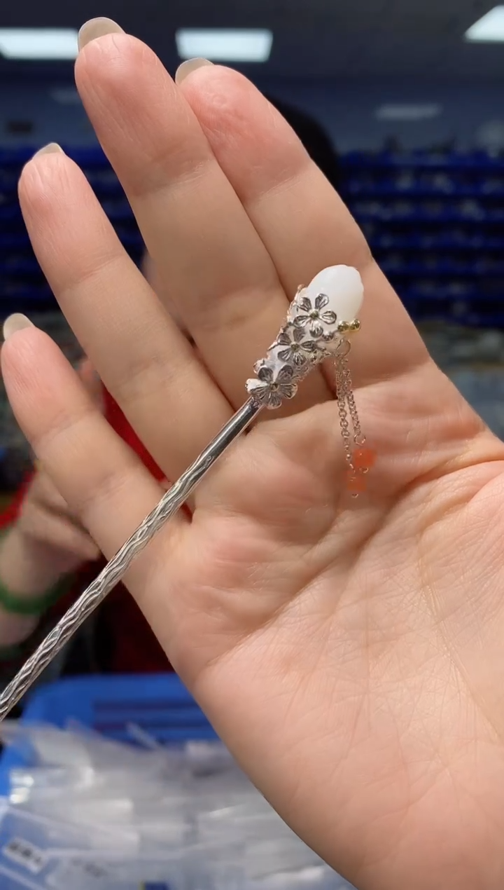 【闪购商品】和田玉发簪银S925镶嵌FZ5052