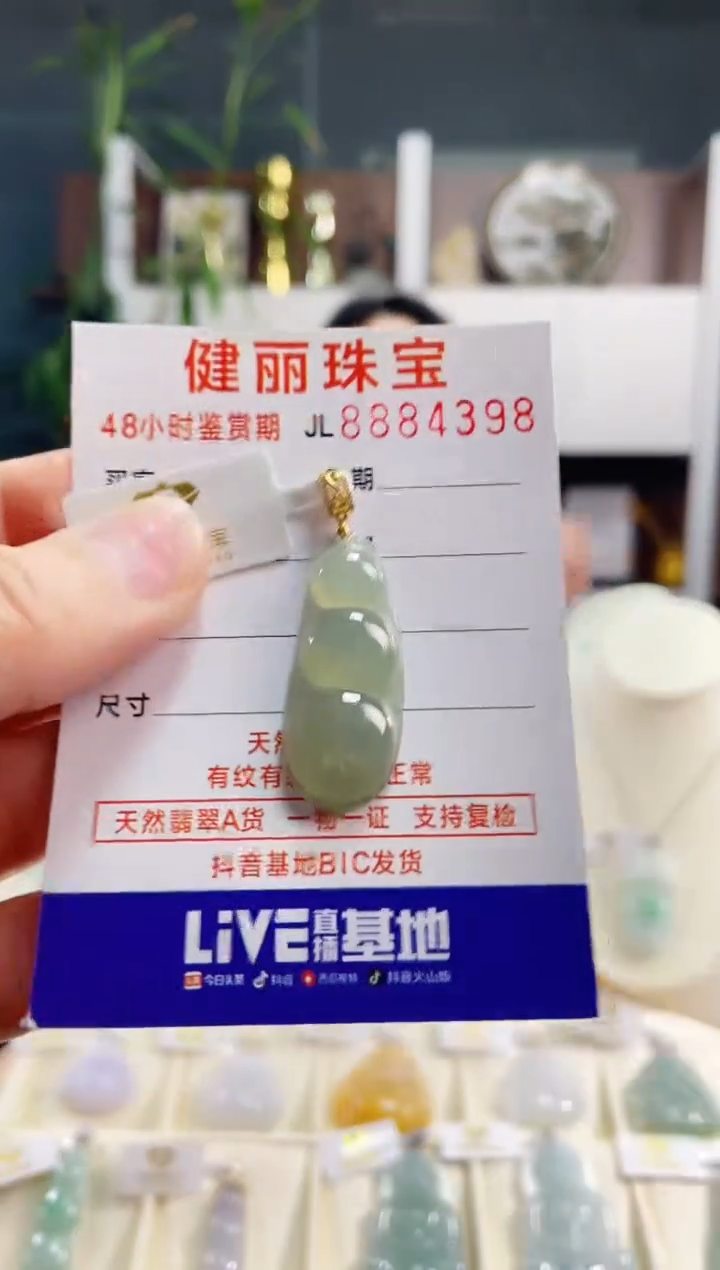 【闪购商品】翡翠颈饰18K金镶嵌天然缅甸翡翠 富贵豆(一物一证)