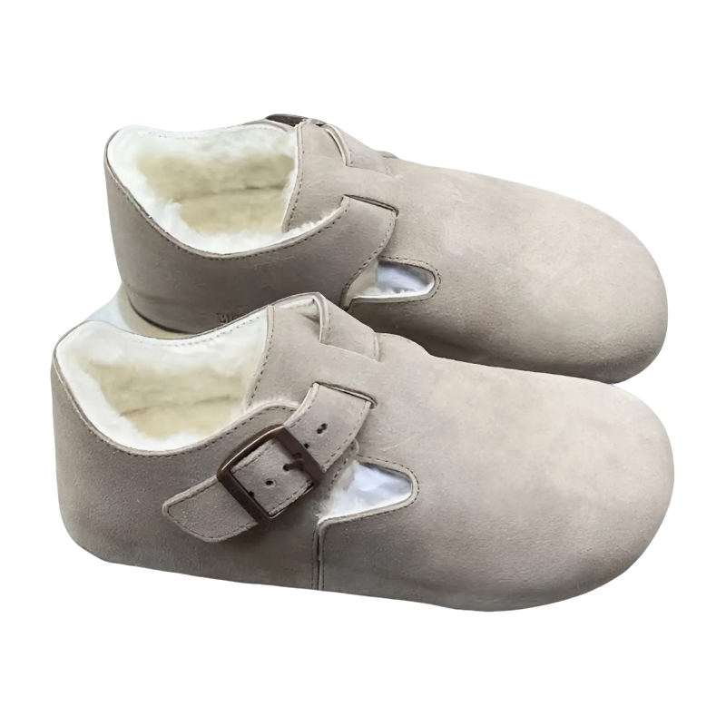 全包勃肯鞋冬季加绒耐脏复古一脚蹬单鞋保暖毛毛雪地棉鞋女