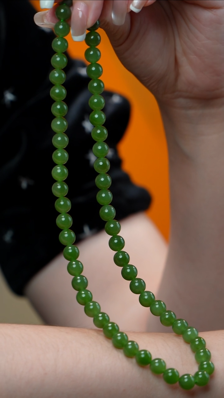 和田玉（碧玉）未镶嵌项链碧玉项链7-8mm 多样性发其一
