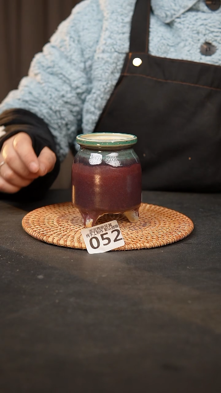 【闪购商品】瓷片052泥泥手工花盆口6高10