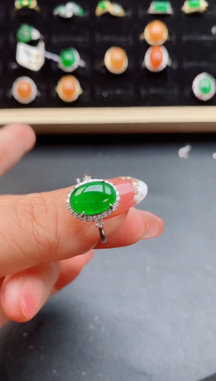 【闪购商品】翡翠戒指银S925镶嵌12121