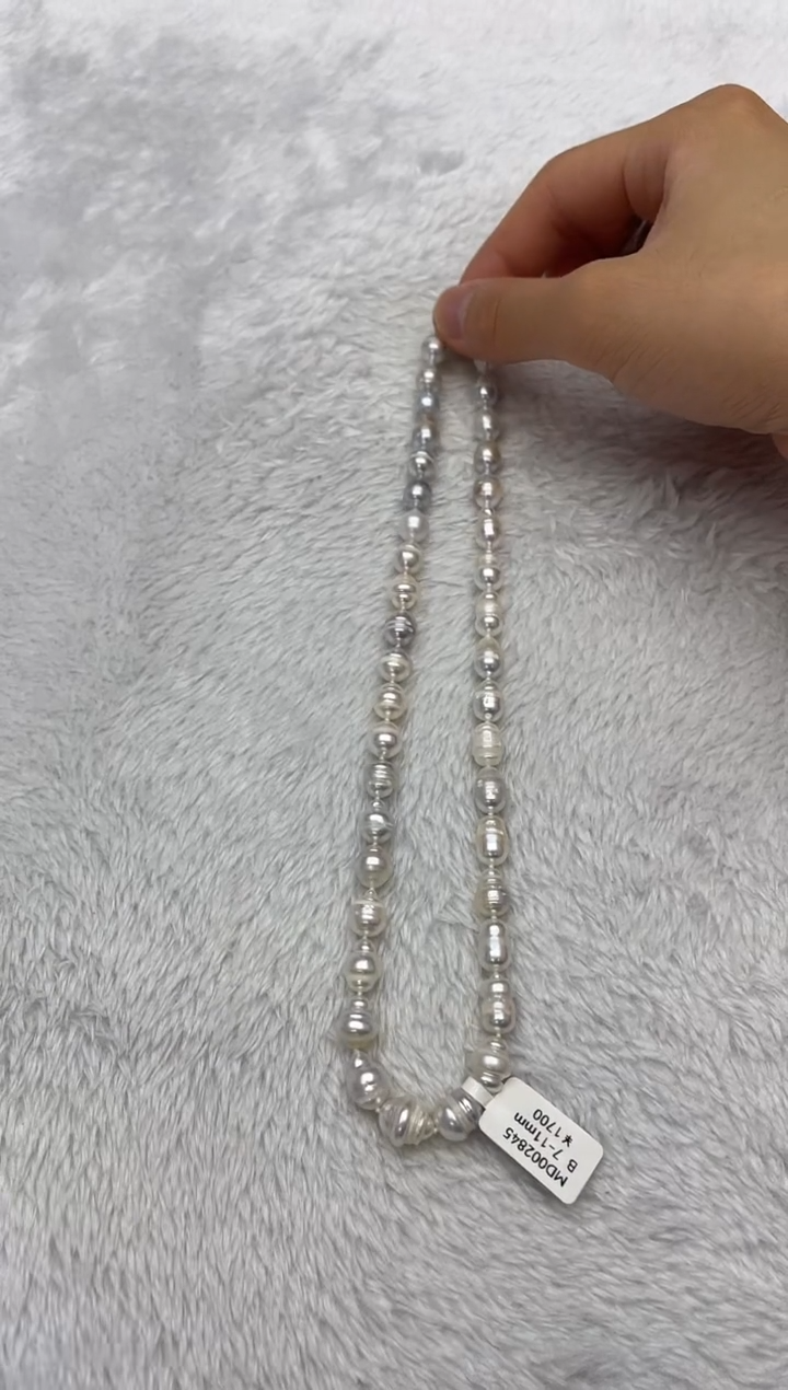海水珍珠银S925镶嵌项链澳白7-11mm