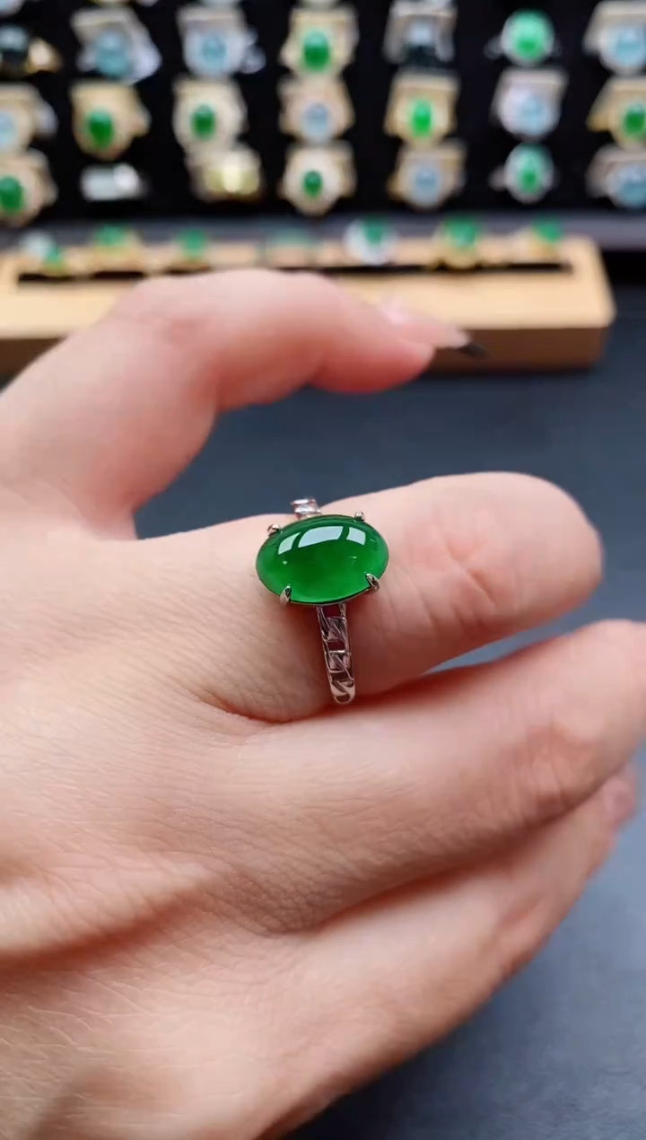 银S925镶嵌戒指翡翠1