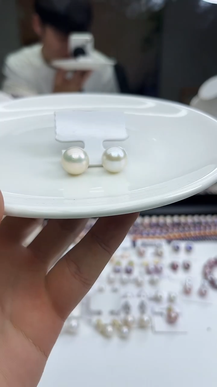 未镶嵌耳饰淡水珍珠白色系耳饰