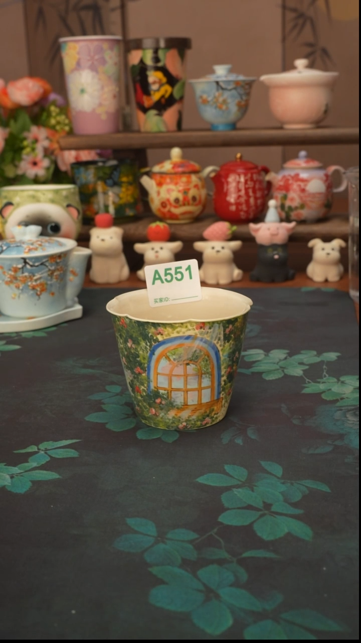 石一   玫瑰花窗花口手握杯551