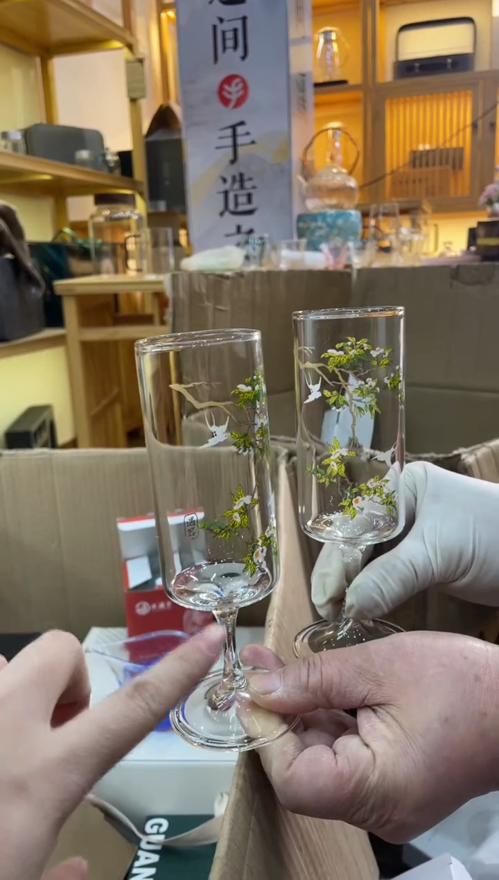 手工艺品玻璃梨花白燕猴魁杯对杯拍一发二