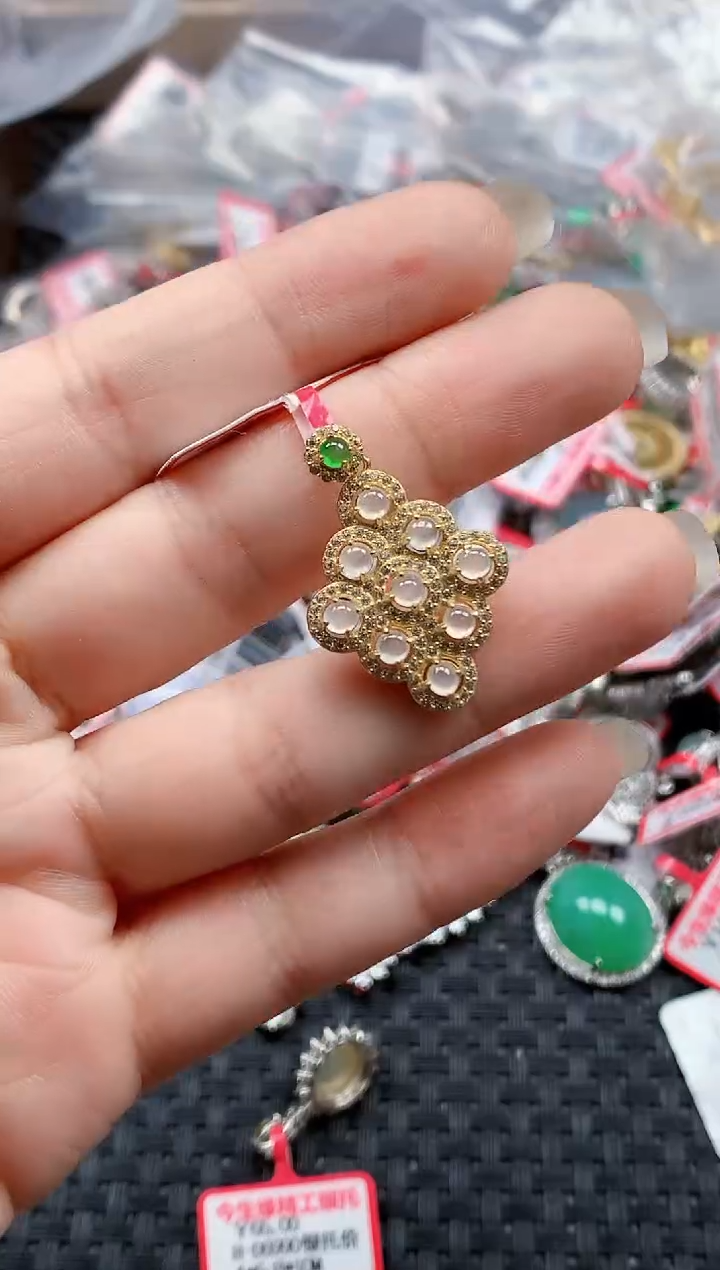 银S925镶嵌戒指翡翠天然A货缅甸翡翠