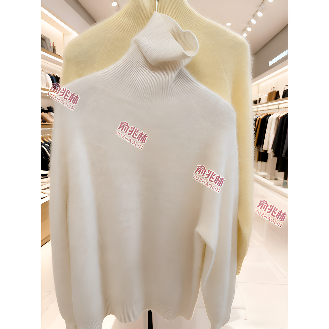 YUZHAOLIN/俞兆林羊绒拉绒堆堆领高领羊绒打底衫加厚内搭羊毛衫