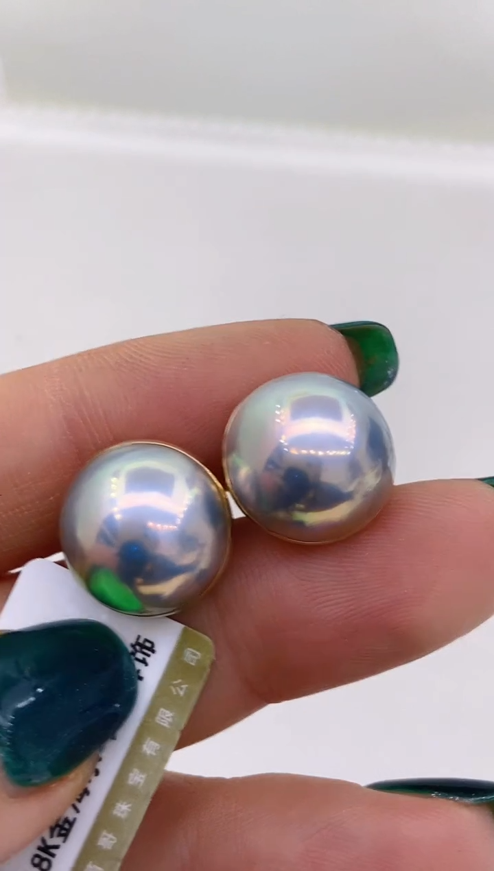 【闪购商品】拼合珍珠（马贝珠）耳饰18K金镶嵌166