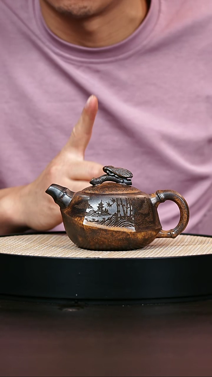 茶壶紫砂柴烧知足常乐300cc